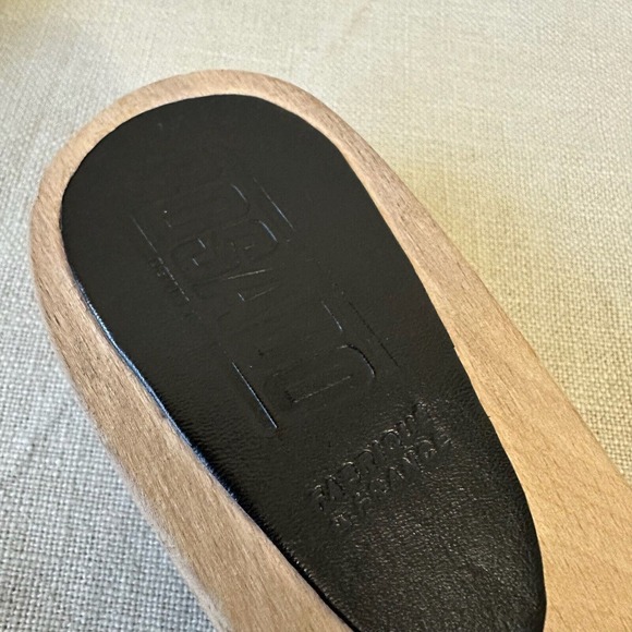 BOSABO Studded Wooden Slide Sandals in Black Calfhair Leather FRANCE MADE - Picture 9 of 12